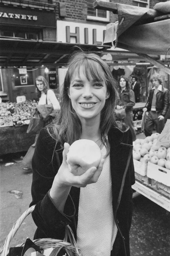 Jane Birkin at a Paris market